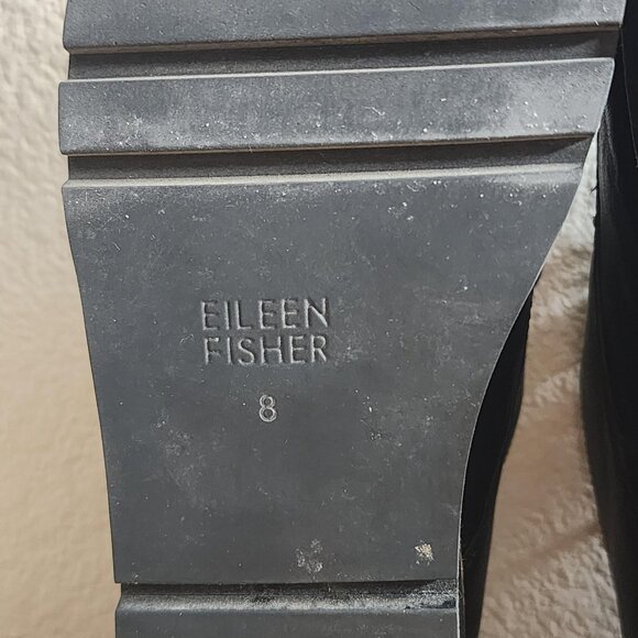 Eileen Fisher Shoes Womens Size 8 Black Leather Platform Lace Up Oxford Loafers - Picture 11 of 11